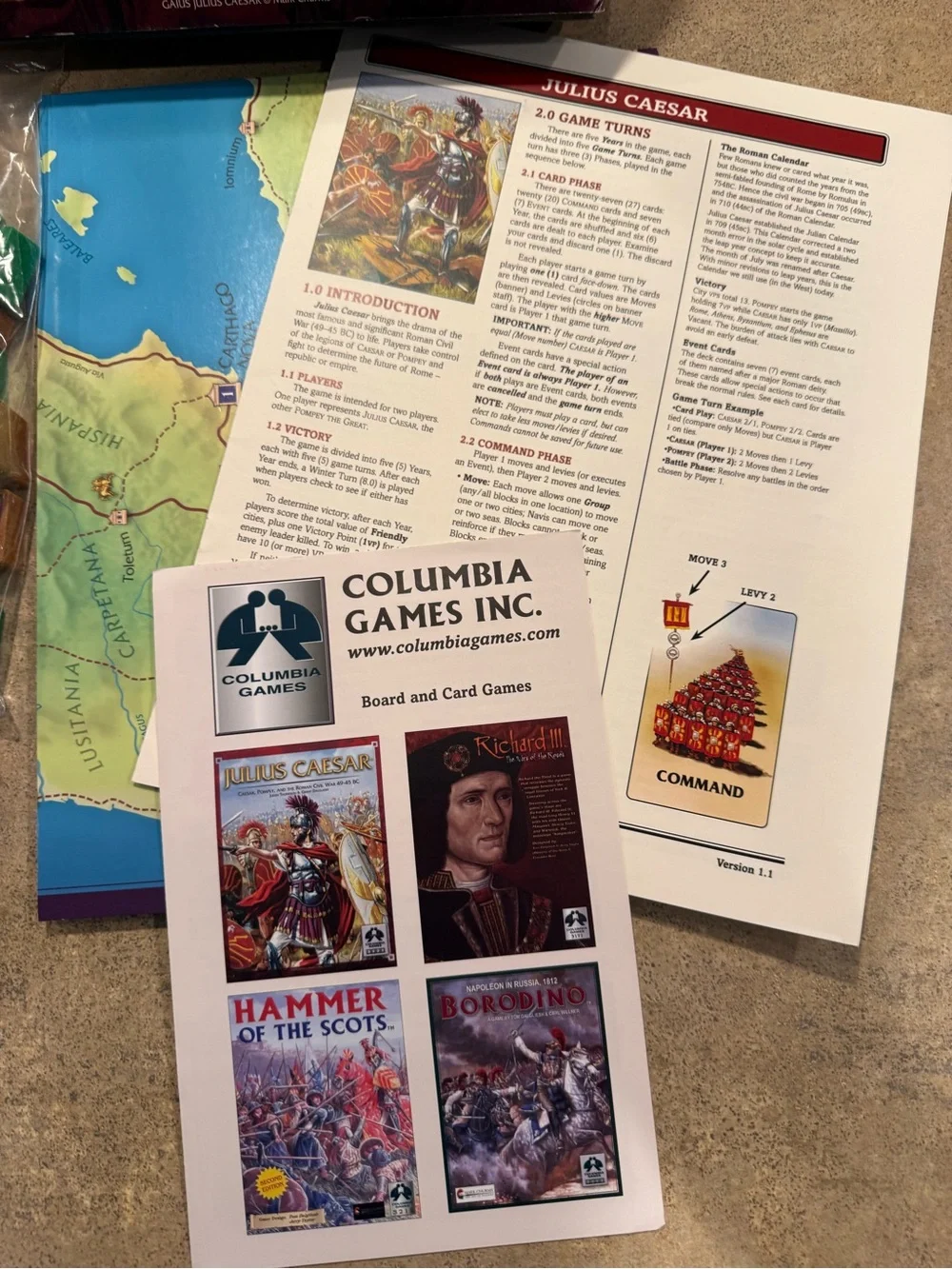 Julius Caesar Roman Civil War Game 49-45 BC by Columbia Games COMPLETE